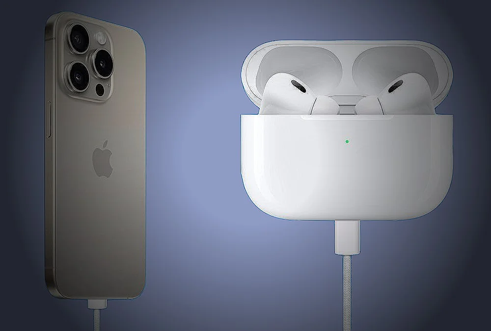carregar os AirPods usando um iPhone 15