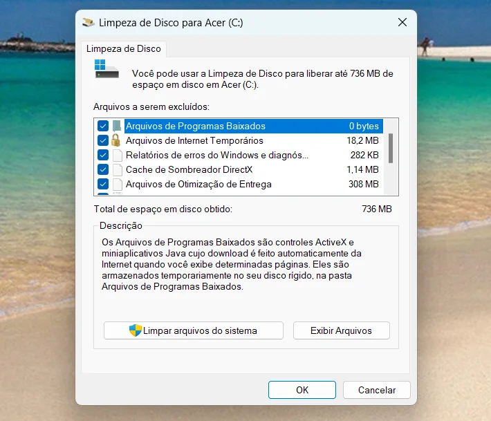 Limpeza de arquivos temporários no Windows 11