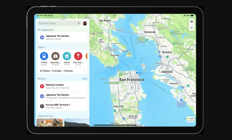 O recurso Apple Maps Library no iOS 18