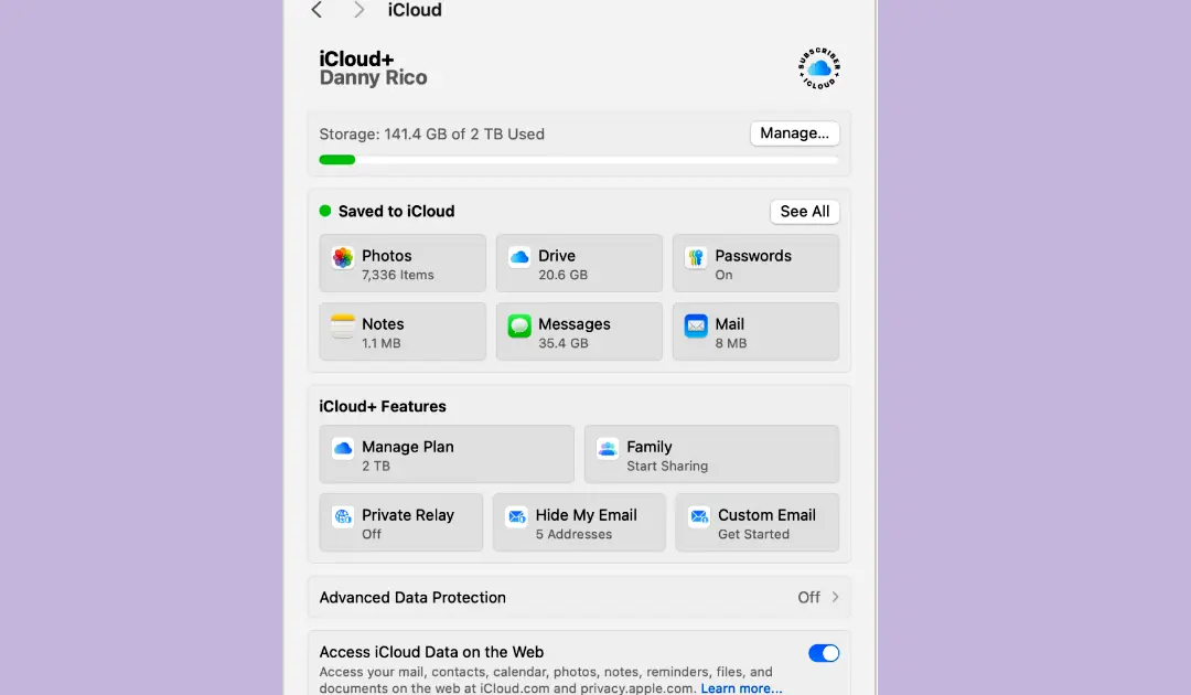 Configurações Avançadas do iCloud